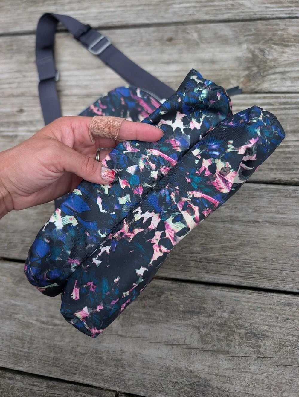 Lululemon Athletica Party Om Floral Black & MultiPrint Convertible Crossbody Bag